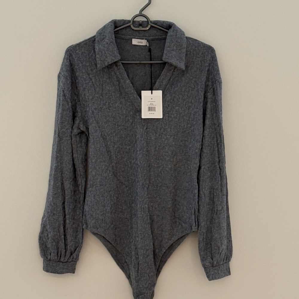 Onia Charcoal Long Sleeve Bodysuit